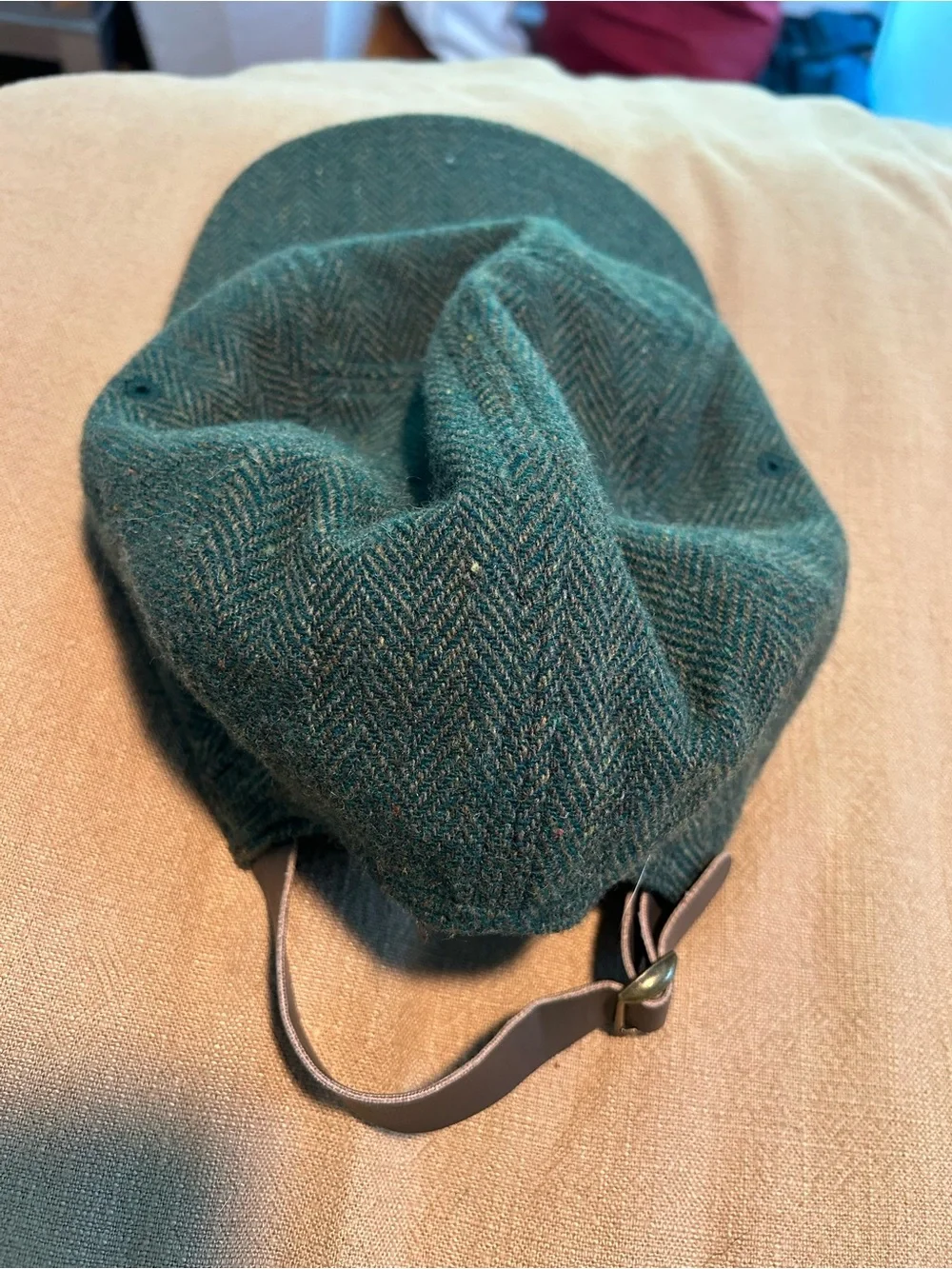 Storied Hats Herringbone Wool Cap in Dark Green one size